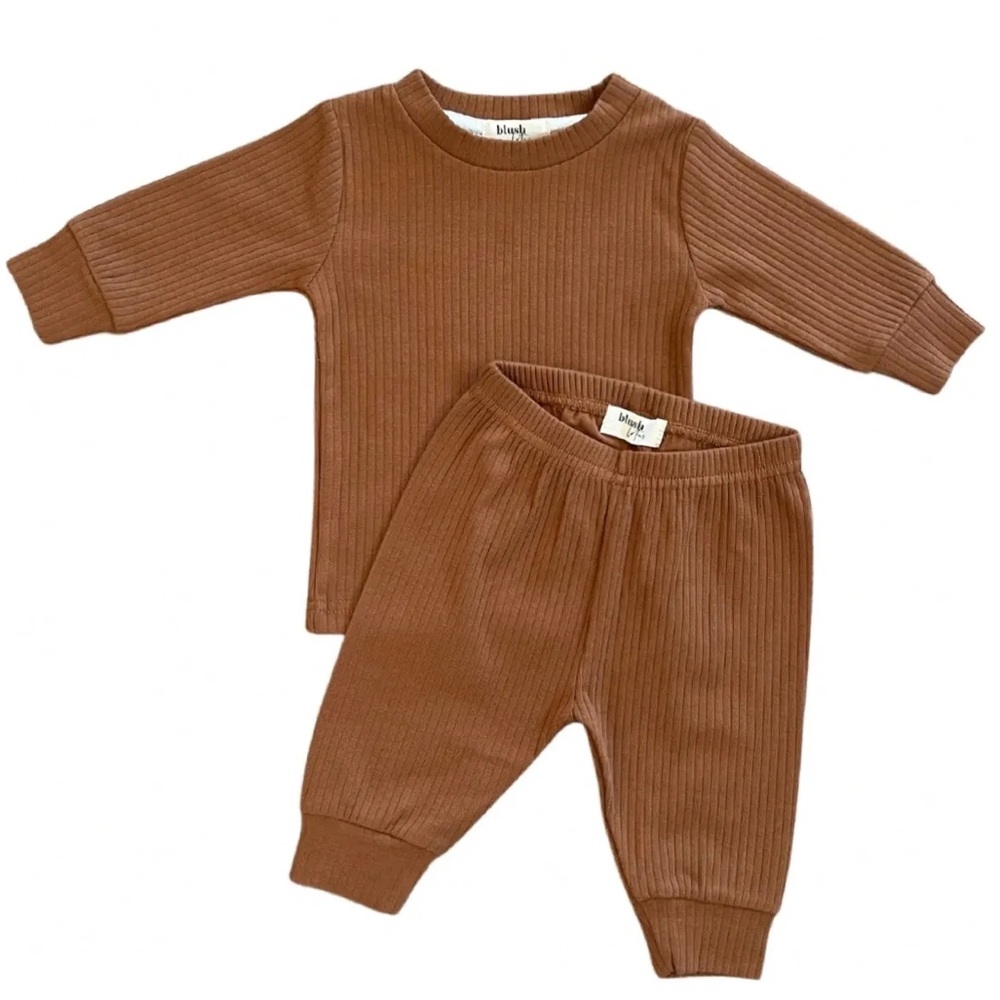 COGNAC | Ribbed organic baby toddler set